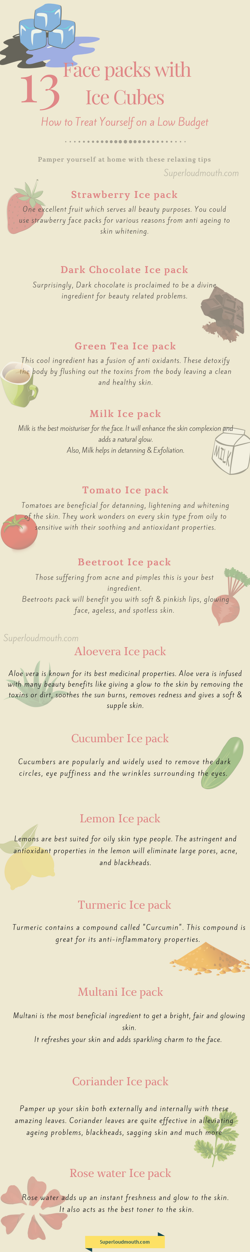 diy ice cube face packs for glowing skin