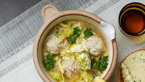 Cabbage Keto soup with Chicken Quenelles