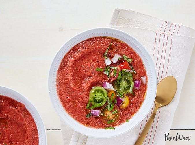 Gazpacho with Cucumber, Red pepper and Basil