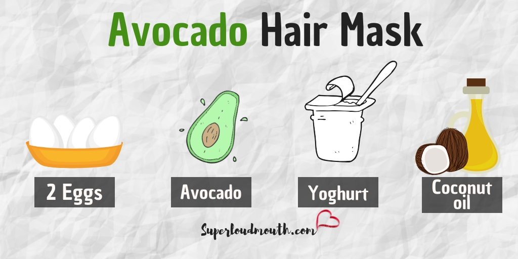 avocado hair mask with eggs, yoghurt and coconut oil