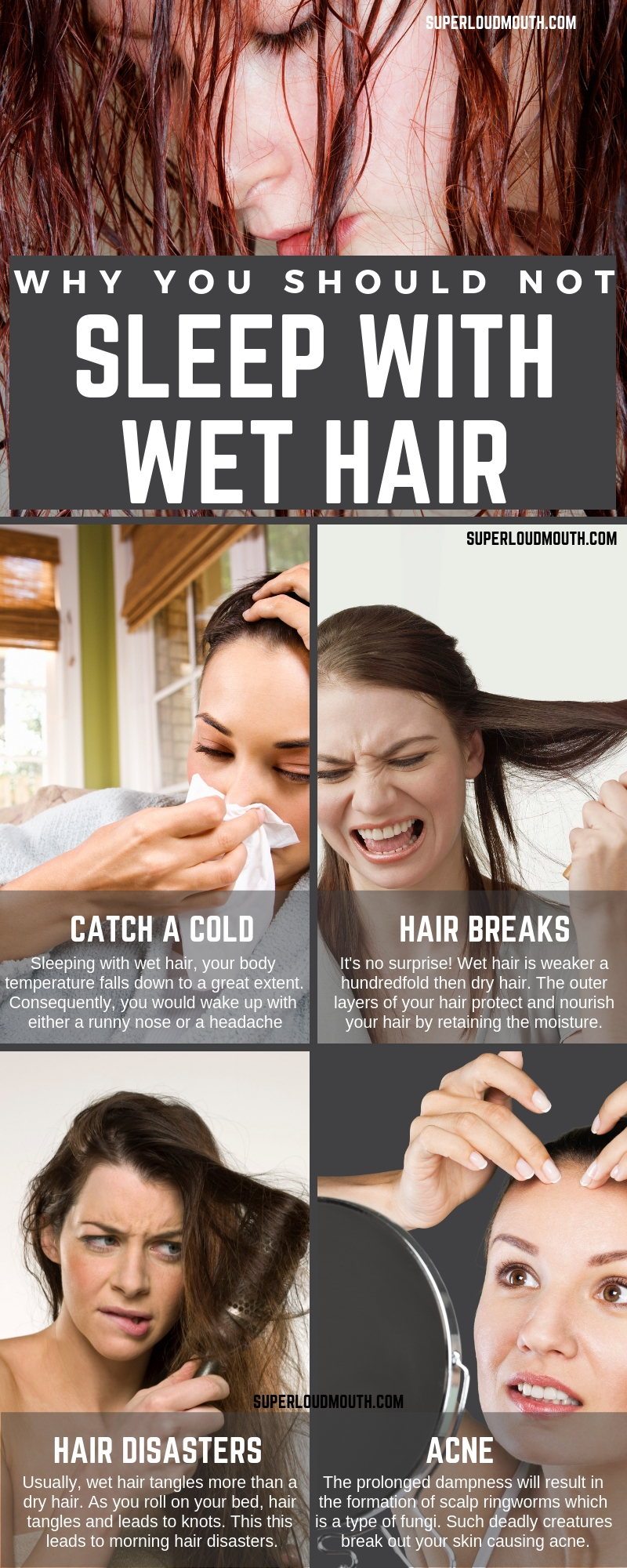 why you should not sleep with wet hair